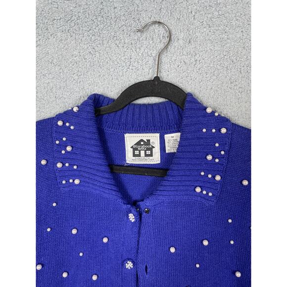 Vintage Storybook Womens Knit Snowman Cardigan Sweater Size M *Flaw - Picture 3 of 16